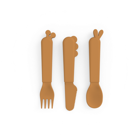 Done by Deer Kiddish Cutlery Set Deer Friends Mustard