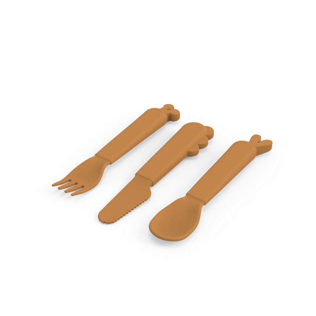 Done by Deer Kiddish Cutlery Set Deer Friends Mustard