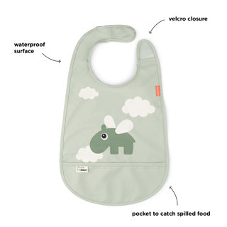 Done by Deer Bib with Velcro | Happy Clouds Green