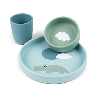Done by Deer Silicone Dining Set | Happy Clouds Blue