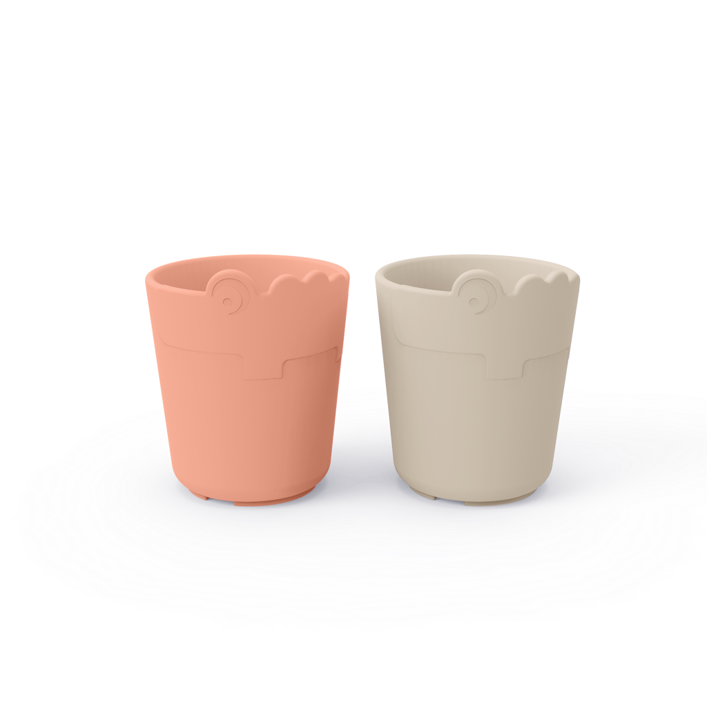 Done by Deer Kiddish Mini Mug 2-Pack | Croco Sand /Coral