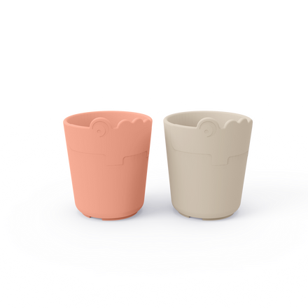 Done by Deer Kiddish Mini Mug 2-Pack | Croco Sand /Coral