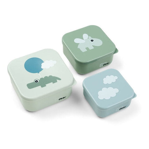 Done by Deer Set 3 Snack Boxes Happy Clouds Green