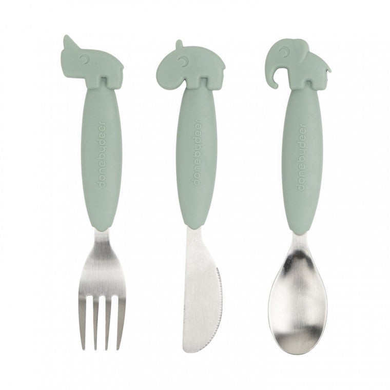 Done by Deer Easy Grip Cutlery Set | Deer Friends Green