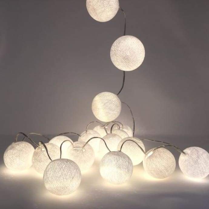Cotton Ball Lights Light Garland 35 pieces - White