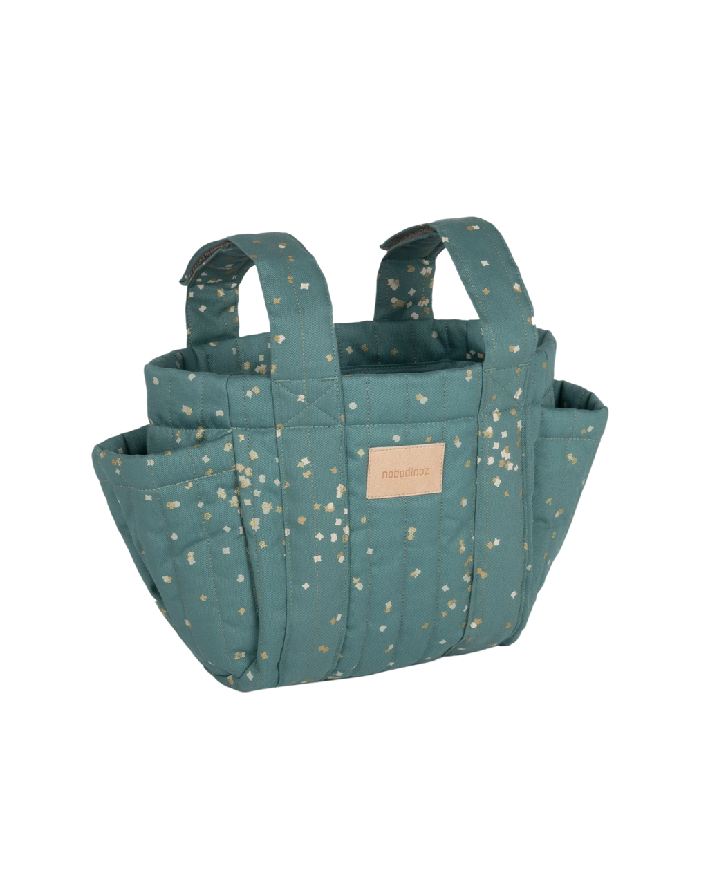 Nobodinoz Buggy Organizer Stroller Bag | Gold Confetti /Magic Green