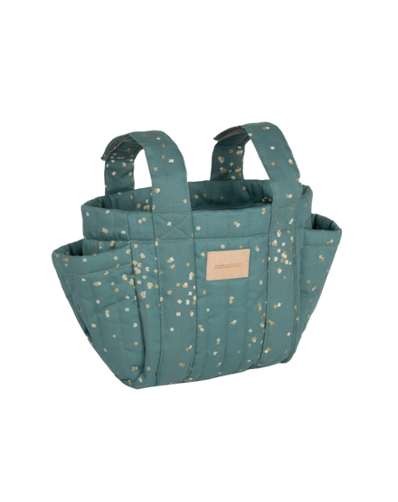 Nobodinoz Buggy Organizer Stroller Bag | Gold Confetti /Magic Green