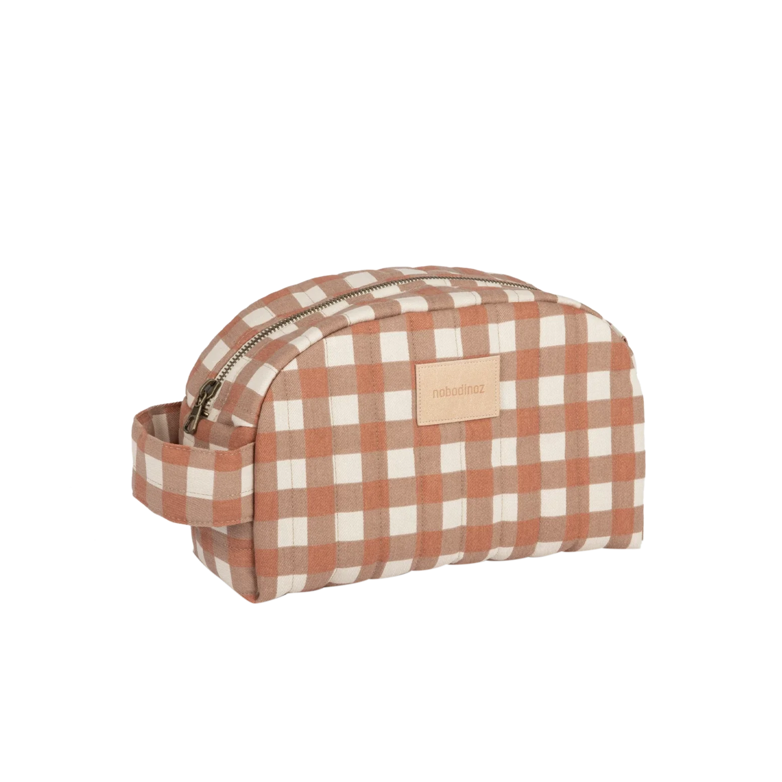 Nobodinoz Vanity Case Toiletry Bag Waterproof | Terracotta checks