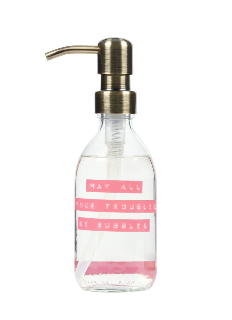 Wellmark hand soap 500ml clear glass - bronze /pink | May all your troubles be bubbles