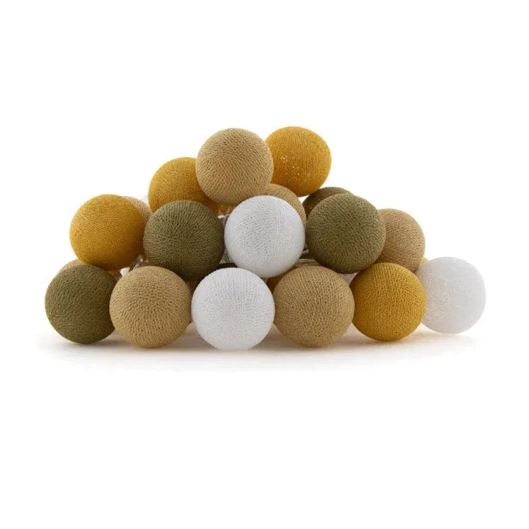 Cotton Ball Lights Light garland 35 pieces | Olive