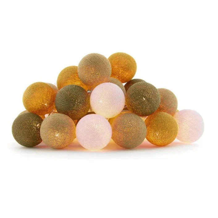 Cotton Ball Lights Light garland 35 pieces | Olive