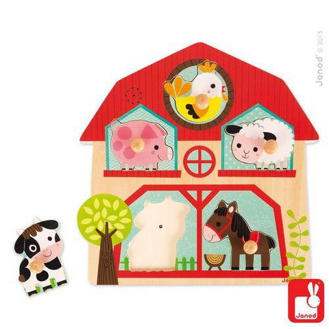 Janod Wooden Musical Inlay Puzzle Farm