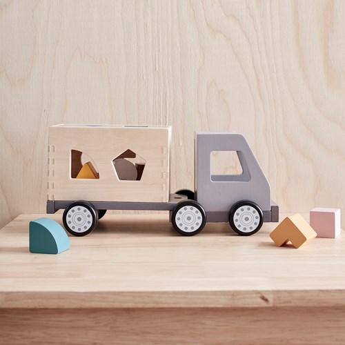 Kid's concept of wooden truck sorting with molds Aiden