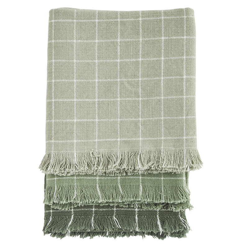 Madam Stoltz Set of 3 Checked Tea towels | Vegetable tones