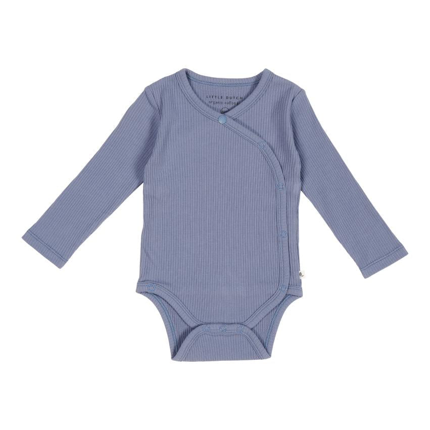 Little Dutch Romper Pink with Long Sleeve | Rib Blue