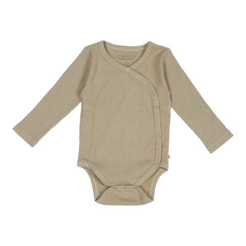 Little Dutch Romper Pink with Long Sleeve | Rib Olive