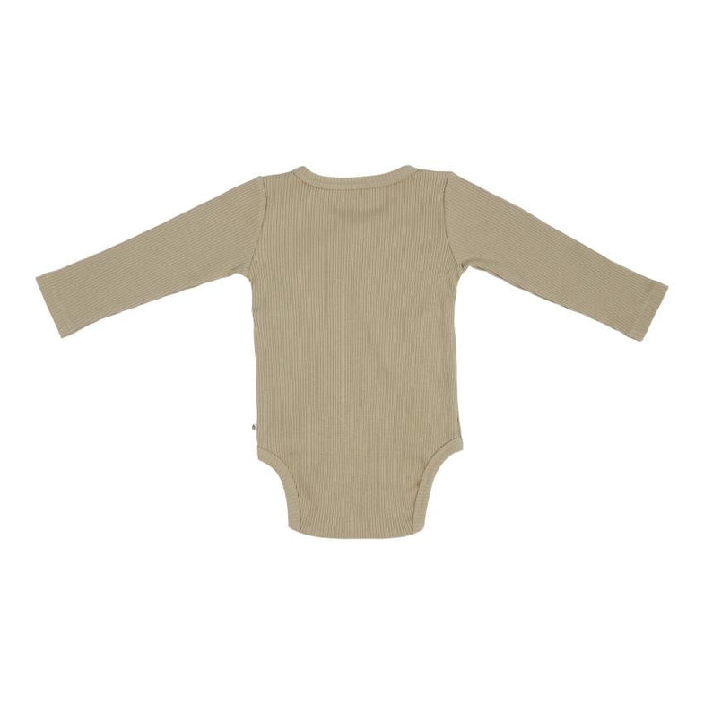 Little Dutch Romper Pink with Long Sleeve | Rib Olive