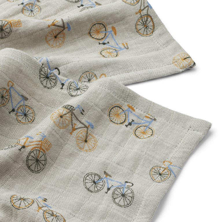 Liewood Lewis Muslin Beach Towel 2-Pack | Bicycle /Cloud Blue