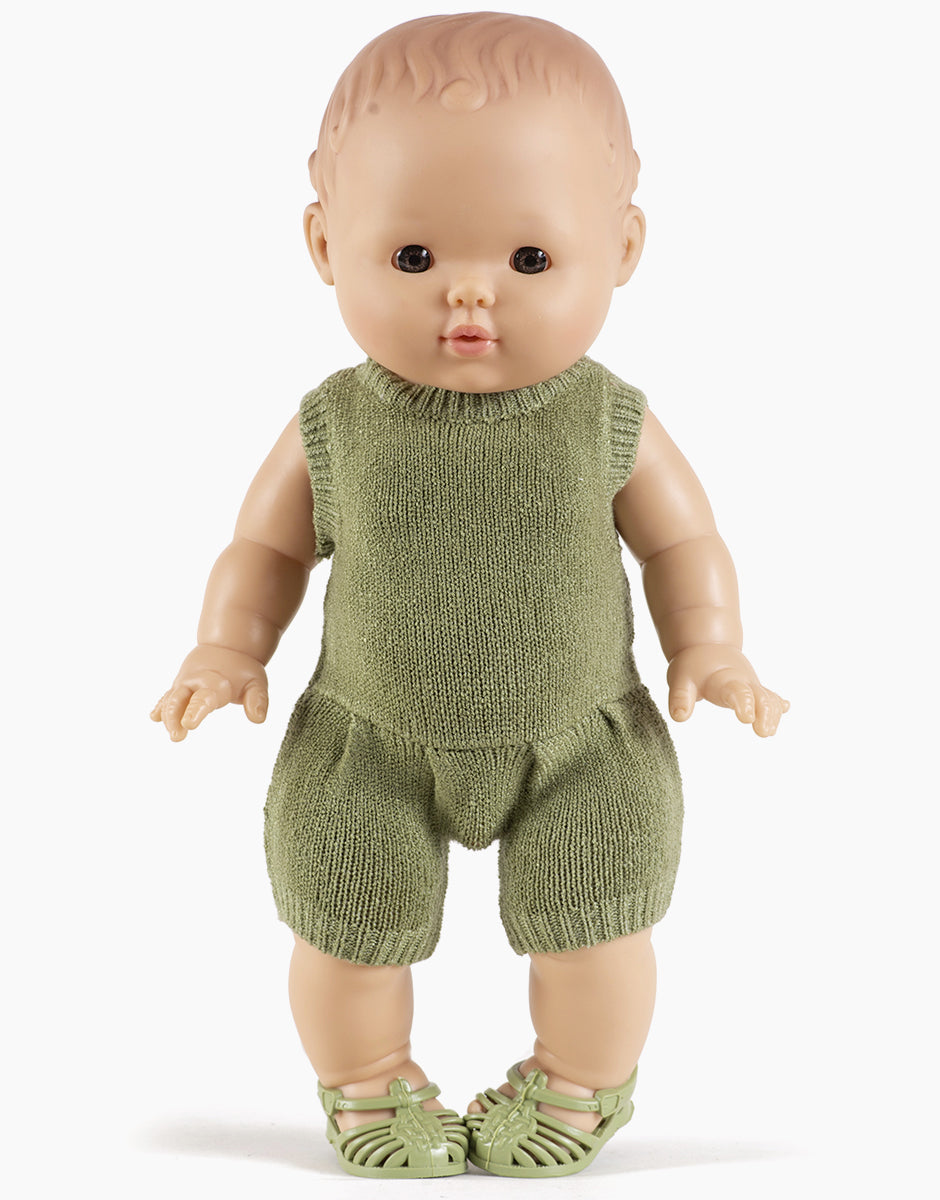 Minikane doll clothes Orlando Knitted Romper | Vert Sauge