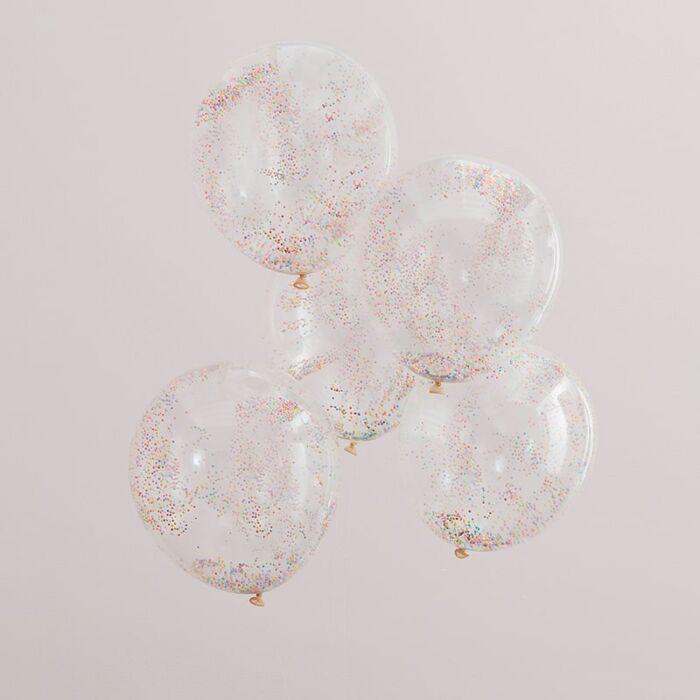 Ginger Ray Set 5 Confetti Balloons | Bright Beads