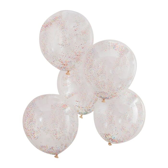 Ginger Ray Set 5 Confetti Balloons | Bright Beads