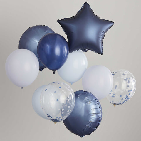 Balloon Bundle 10 Balloons - Navy Blue Confetti Mix