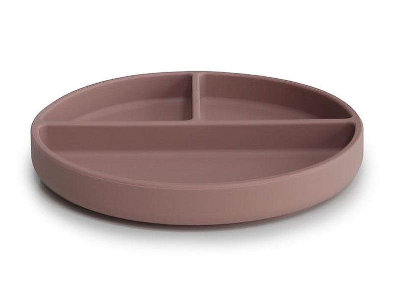 Mushie silicone plate round With suction cup | Cloudy Mauve