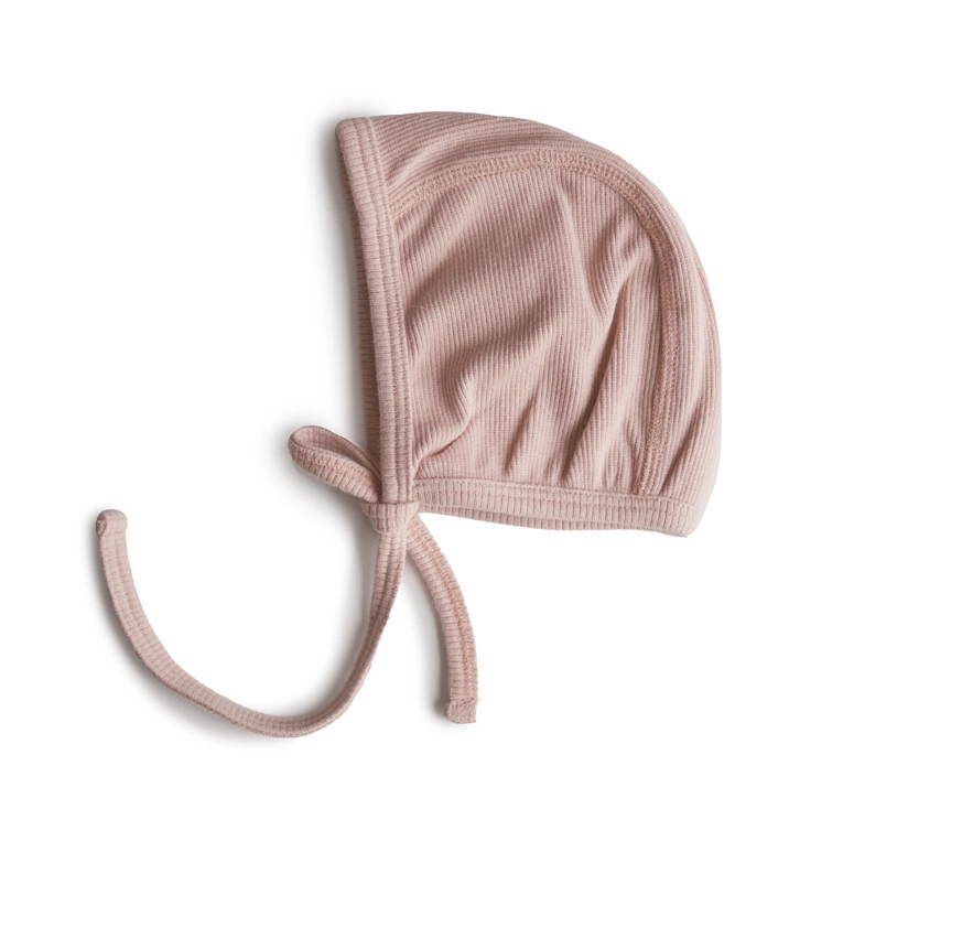 Mushie Baby hat ribbed | Blush