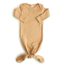 Mushie Baby Gown Ribbed Knotted | Mustard Melange