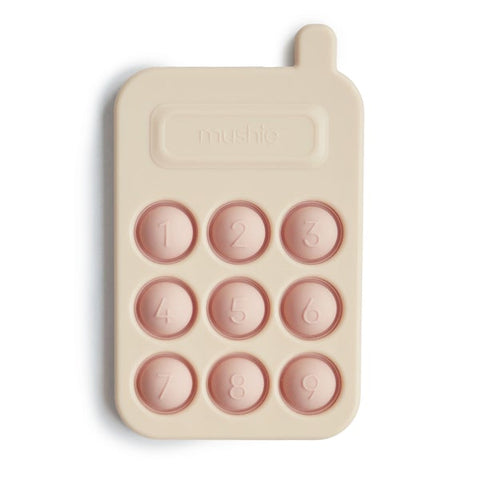 Mushie Teether Toy Silicone Phone Press Blush