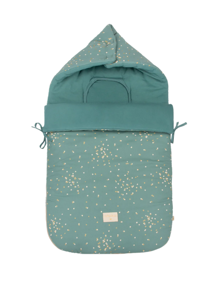 Nobodinoz New Passegiata Footmuff | Gold Confetti /Magic Green