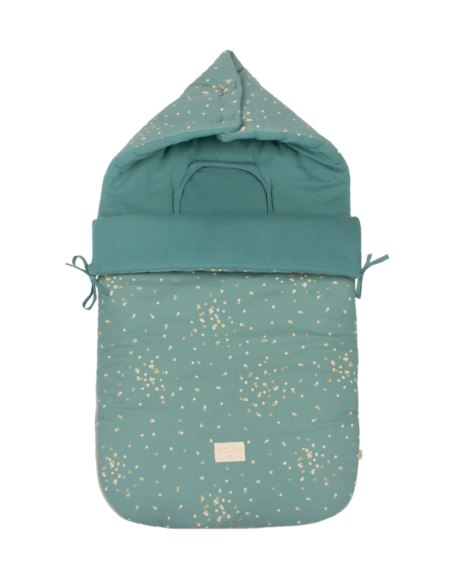 Nobodinoz New Passegiata Footmuff | Gold Confetti /Magic Green