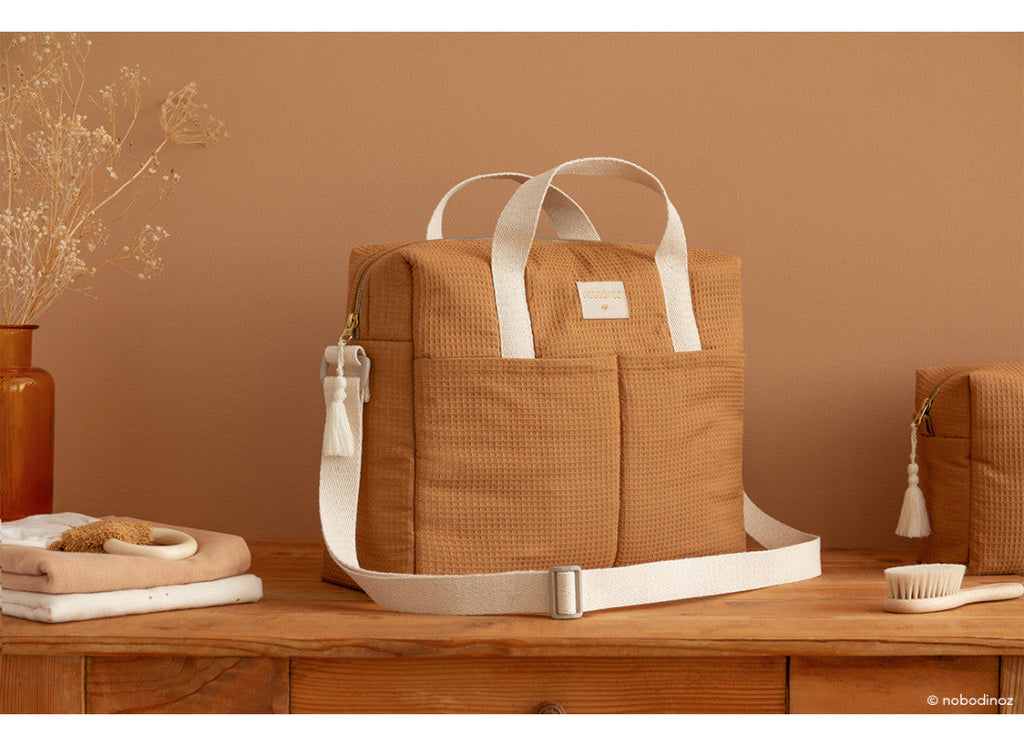 Nobodinoz gala Diaper Bag Waterproof 100% organic cotton - Caramel