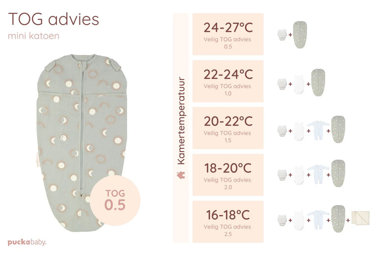 Puckababy Mini swaddle sleeping bag 3-6m | Eclipse Clay