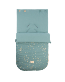 Nobodinoz New Passegiata Footmuff | Gold Confetti /Magic Green