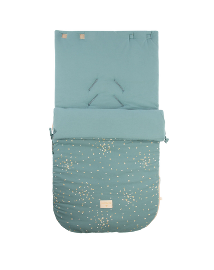 Nobodinoz New Passegiata Footmuff | Gold Confetti /Magic Green