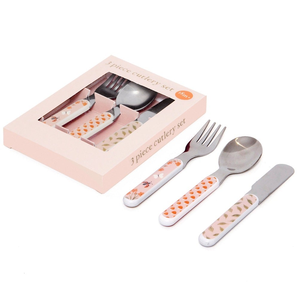 Petit Monkey Cutlery Set Animal Pink