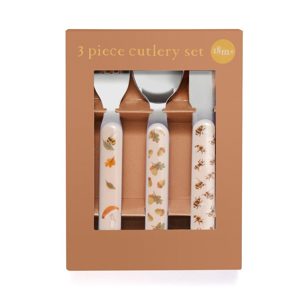 Petit Monkey Cutlery Set Bear Sage