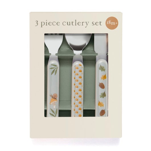 Petit Monkey Cutlery Set Animal Dove Blue