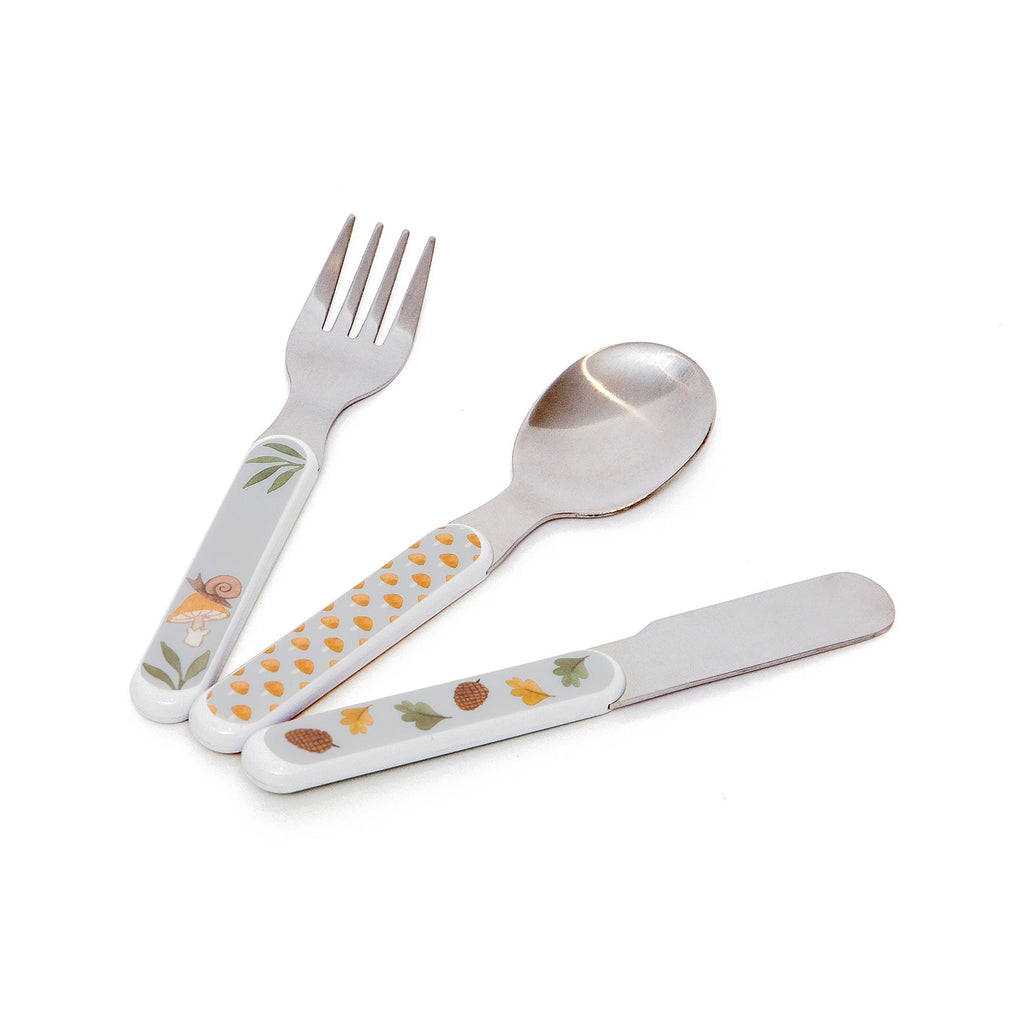 Petit Monkey Cutlery Set Animal Dove Blue