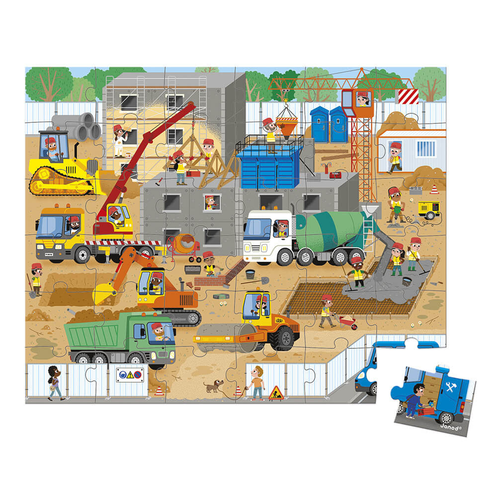 Janod suitcase puzzle 36st | Construction site