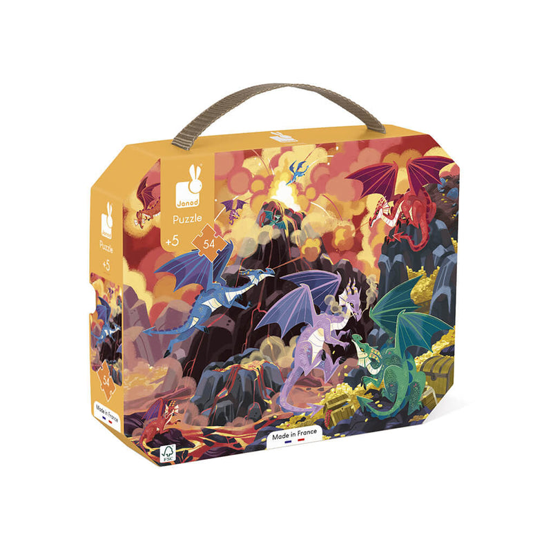 Janod Suitcase Puzzle 54pcs | Fiery Dragons