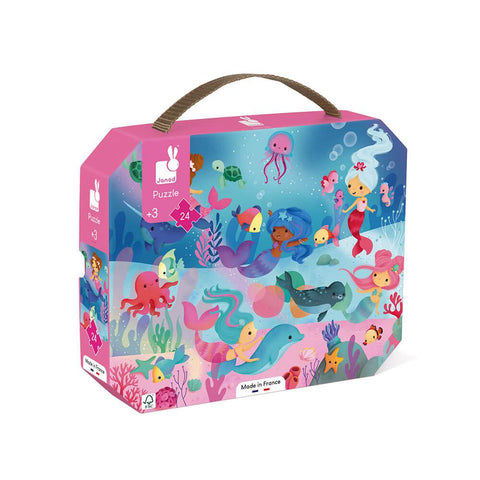 Janod briefcase With puzzle 24 pieces of mermaids