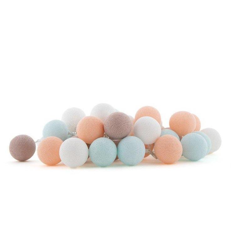 Cotton Ball Lights Lights Garland 35 pieces - Macaron