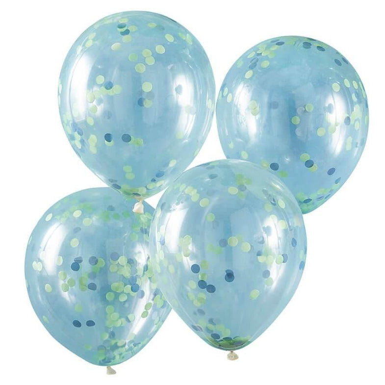 Set 5 balloons Confetti Green / Blue