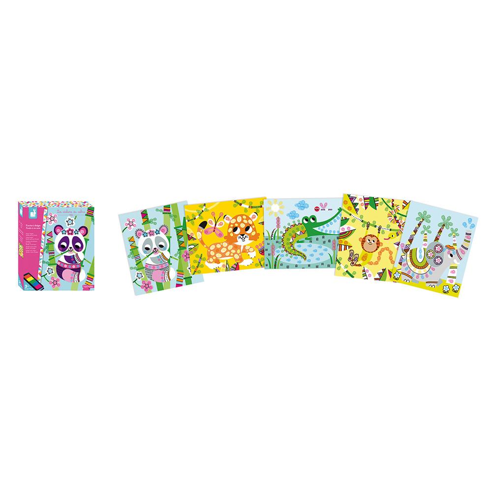 Janod cards set 5 pieces With finger paint - Panda