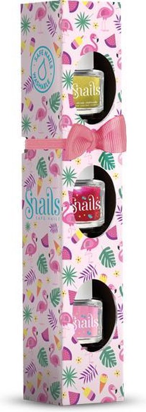 Snails set 3 mini nail polishes washable | Flamingo