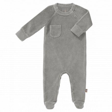 Fresk Pyjama Velours Met Voetjes | Paloma Grey*