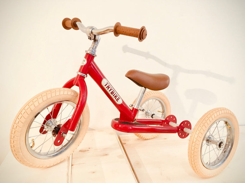 Trybike Steel Balance Bike 2-in-1 Vintage Red