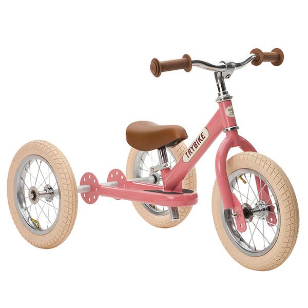 Trybike Steel Balance Bike 2-in-1 Vintage Pink
